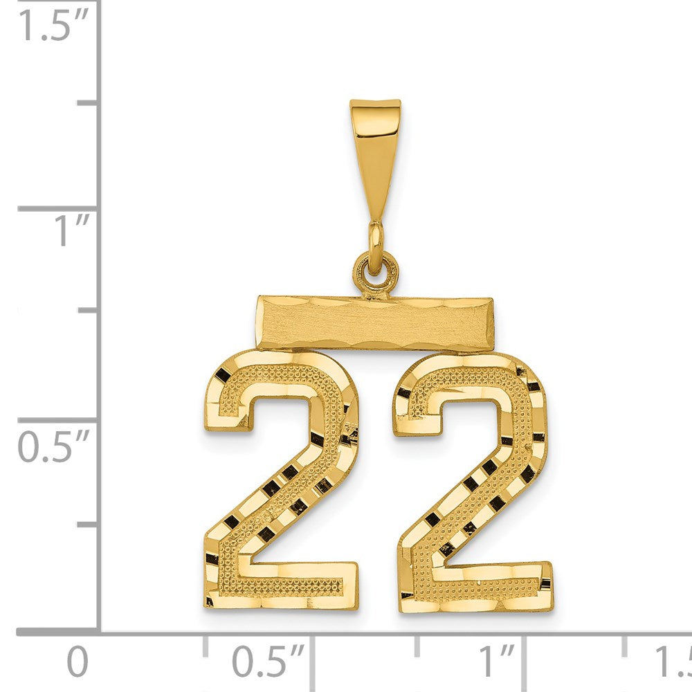 14k Medium Diamond-cut Number 22 Charm