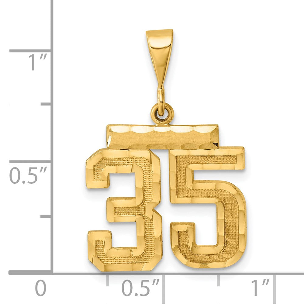 14k Medium Diamond-cut Number 35 Charm