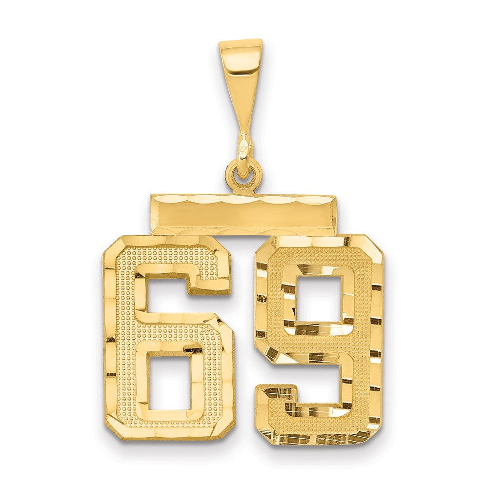 14k Medium Diamond-cut Number 69 Charm