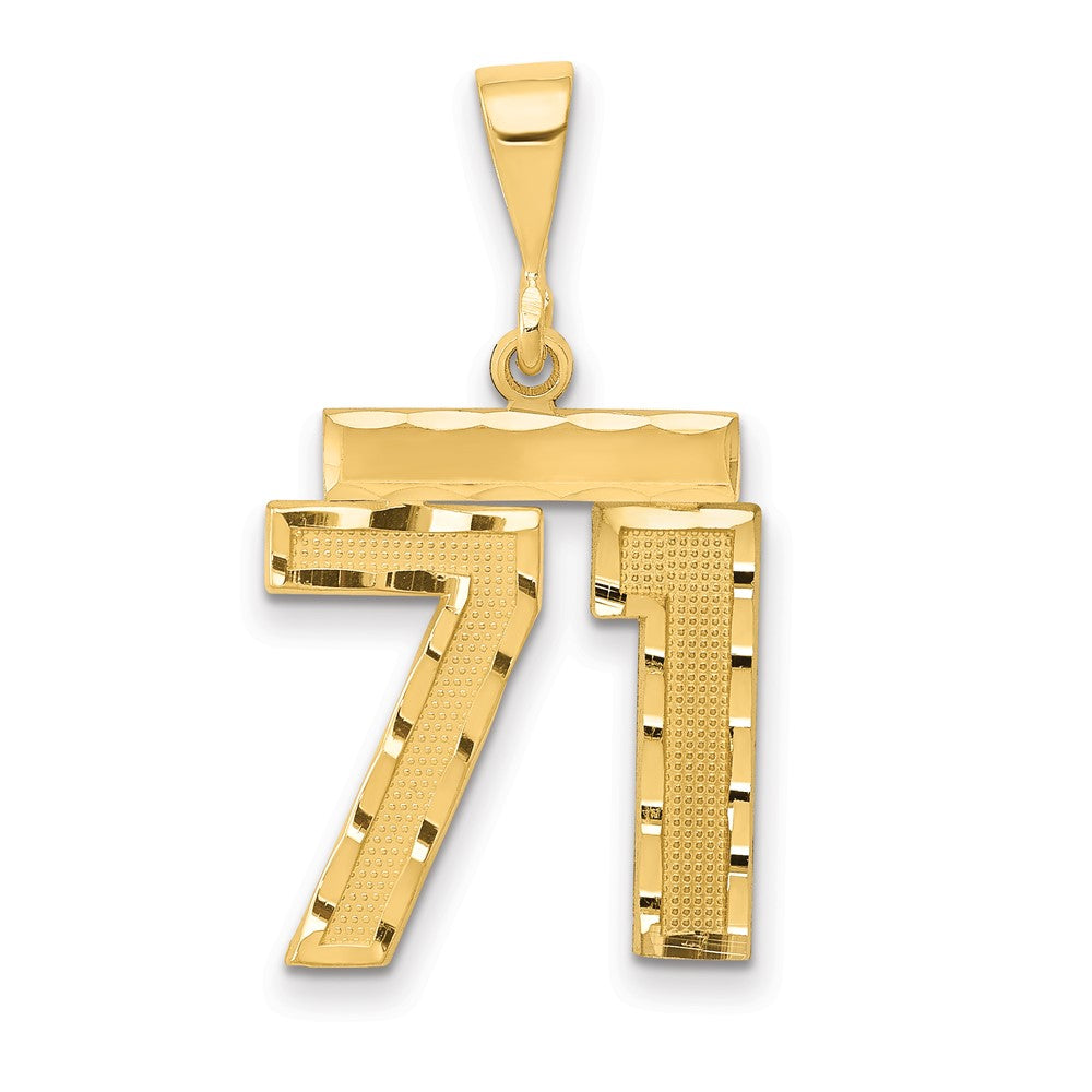 14k Medium Diamond-cut Number 71 Charm