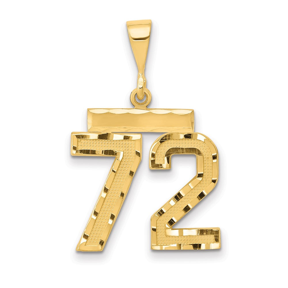 14k Medium Diamond-cut Number 72 Charm