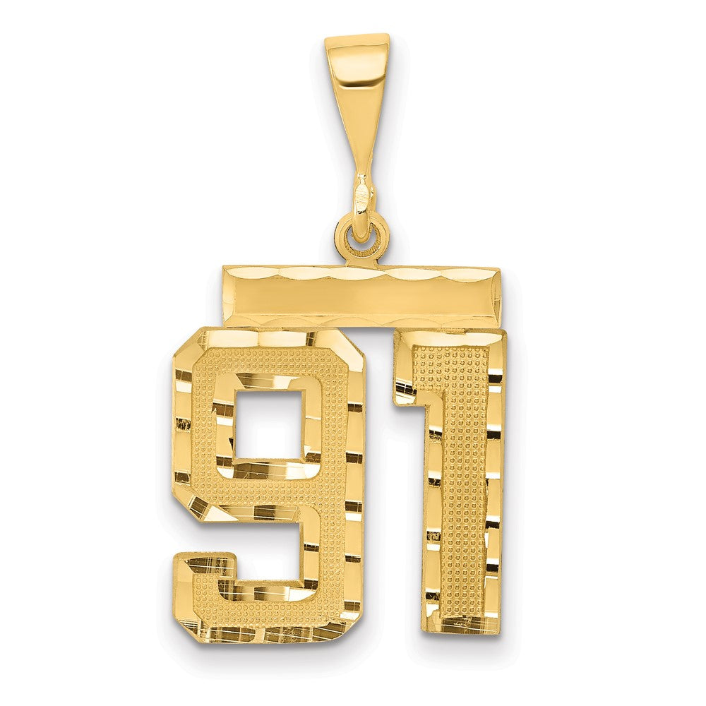 14k Medium Diamond-cut Number 91 Charm