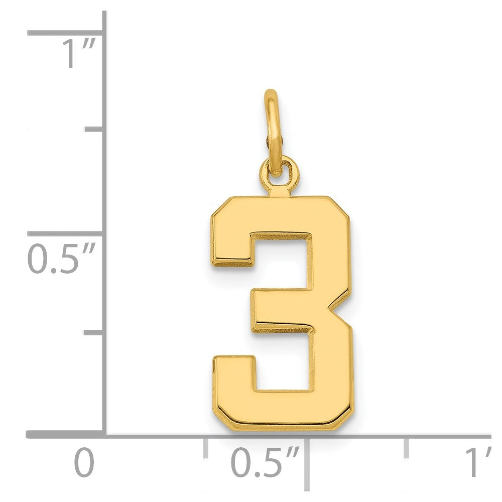 14k Medium Polished Number 3 Charm