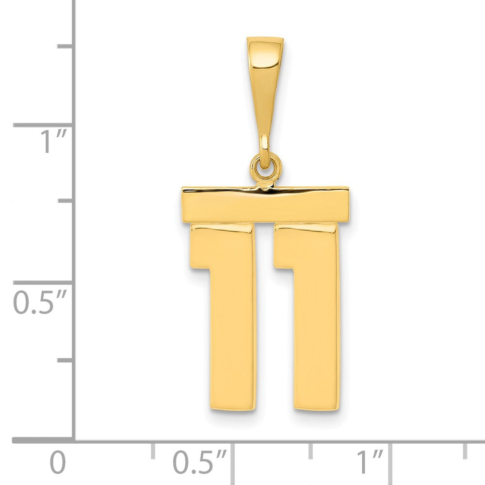 14k Medium Polished Number 11 Charm