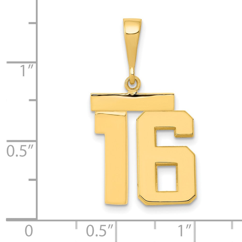 14k Medium Polished Number 16 Charm