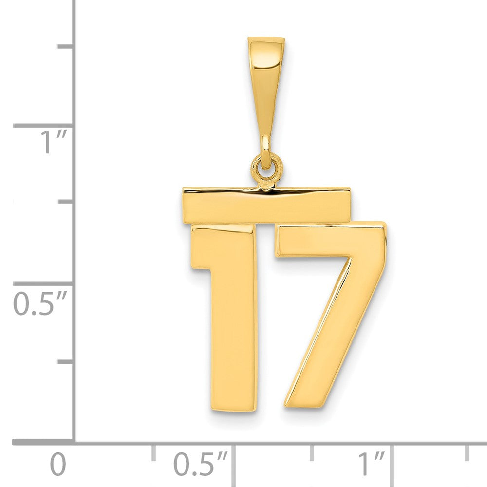 14k Medium Polished Number 17 Charm