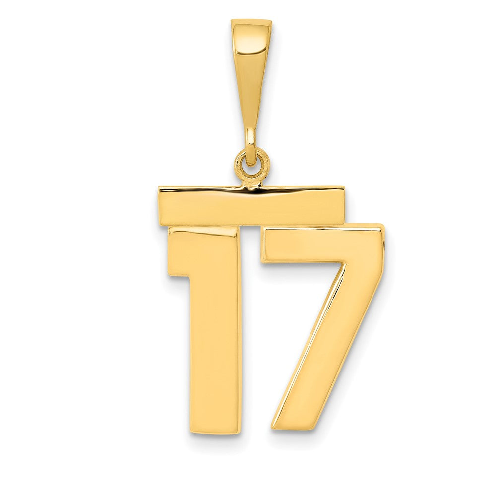 14k Medium Polished Number 17 Charm