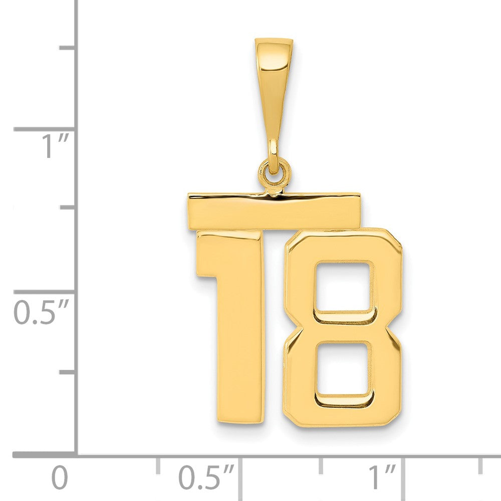 14k Medium Polished Number 18 Charm