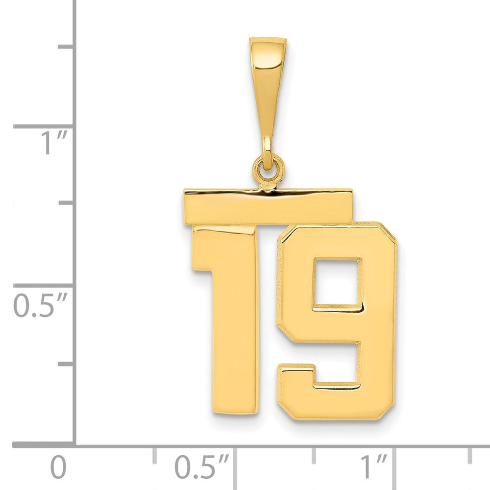 14k Medium Polished Number 19 Charm