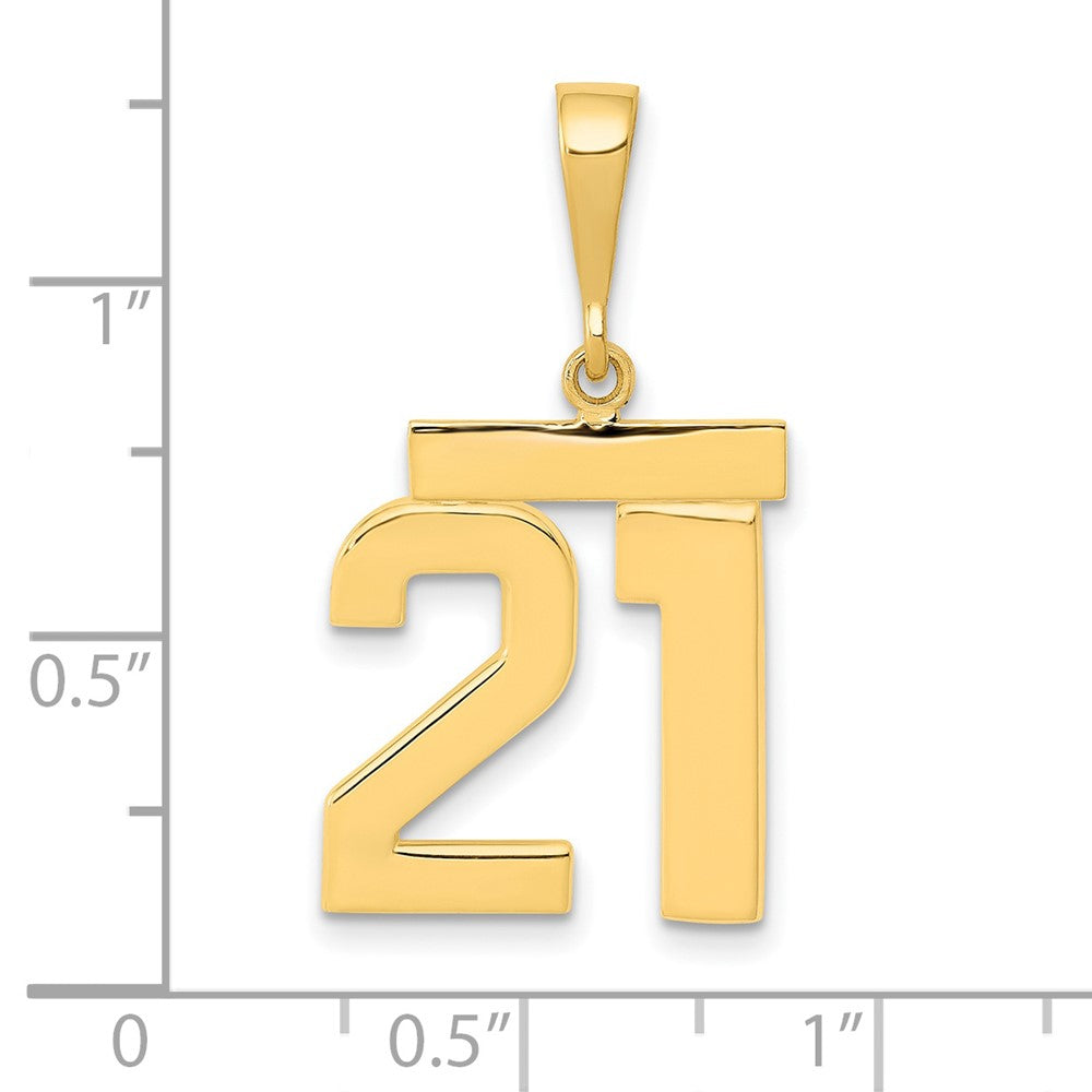 14k Medium Polished Number 21 Charm