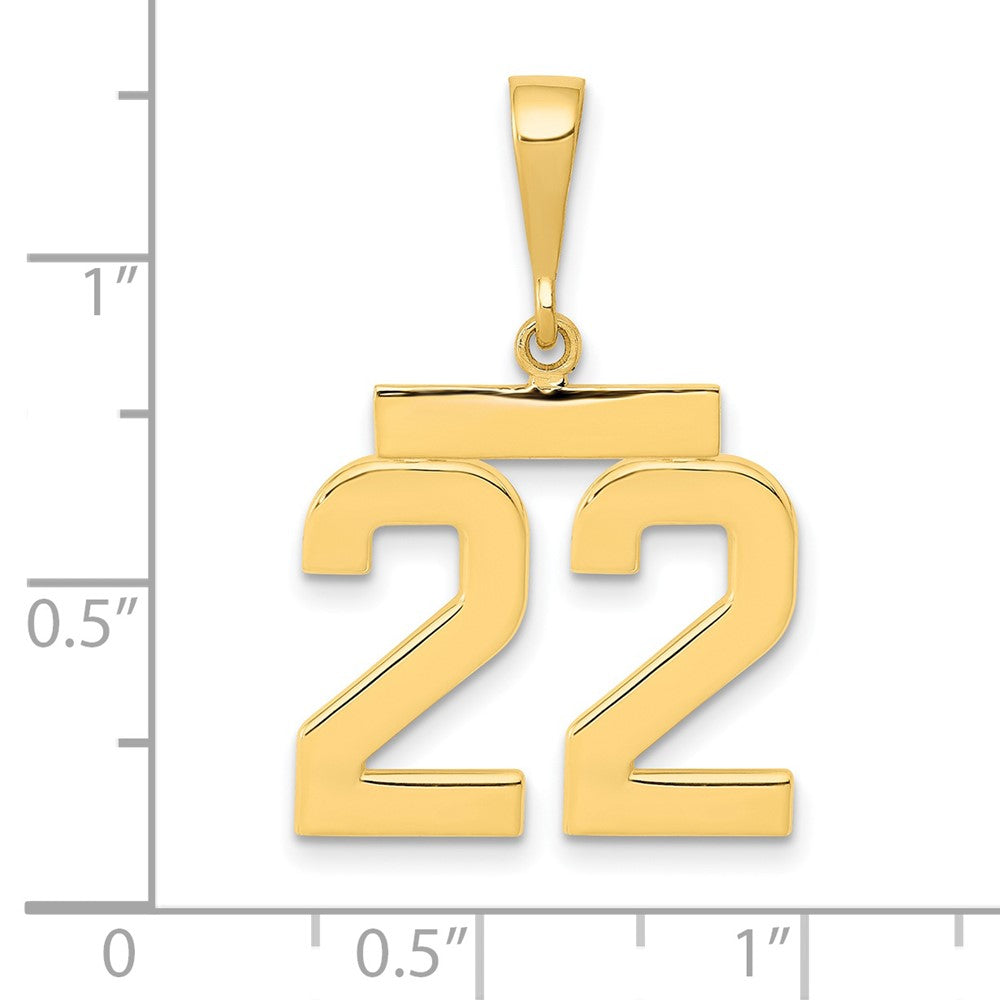 14k Medium Polished Number 22 Charm
