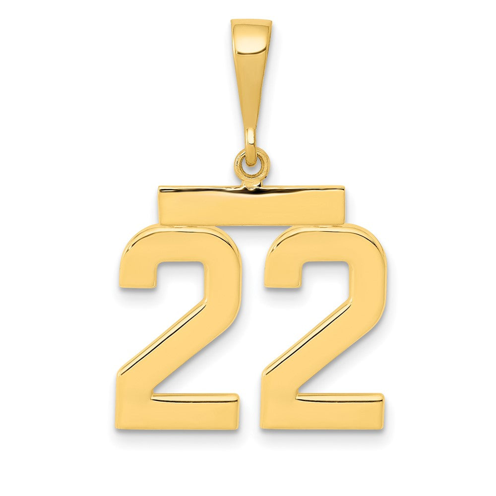 14k Medium Polished Number 22 Charm