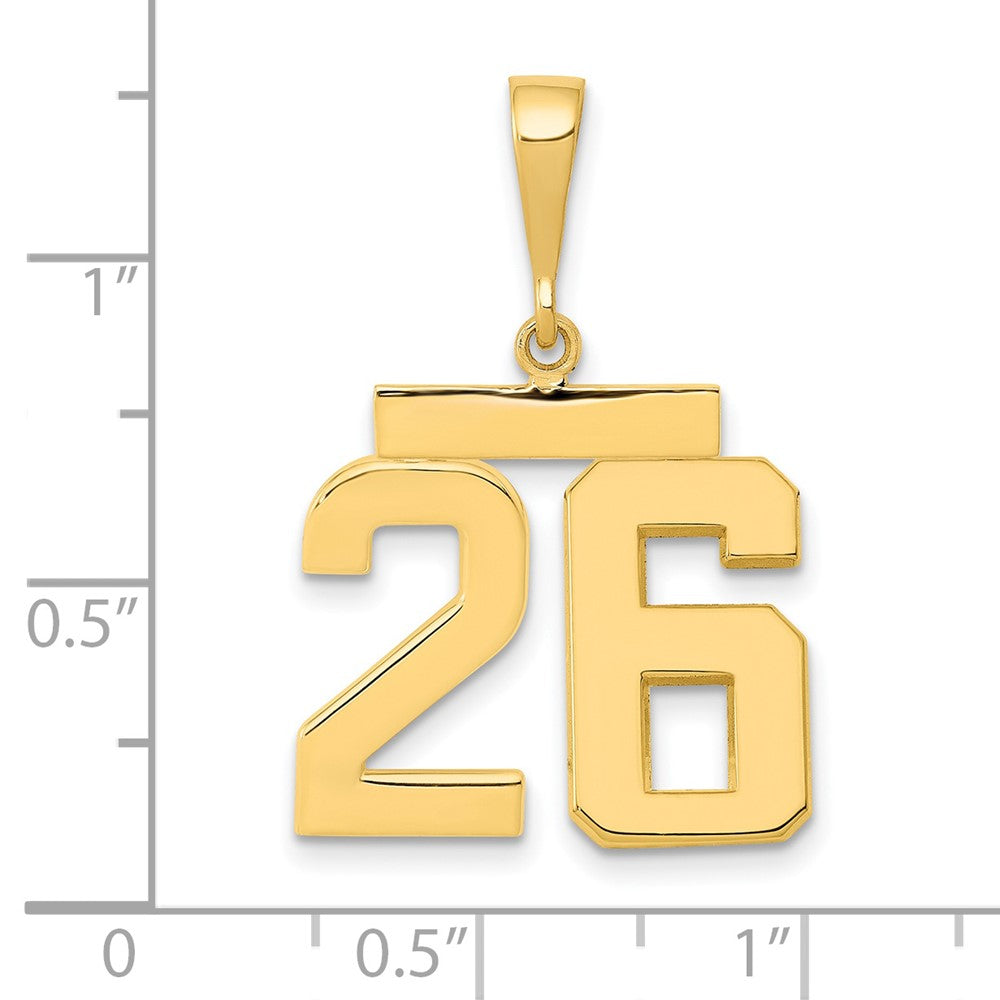 14k Medium Polished Number 26 Charm