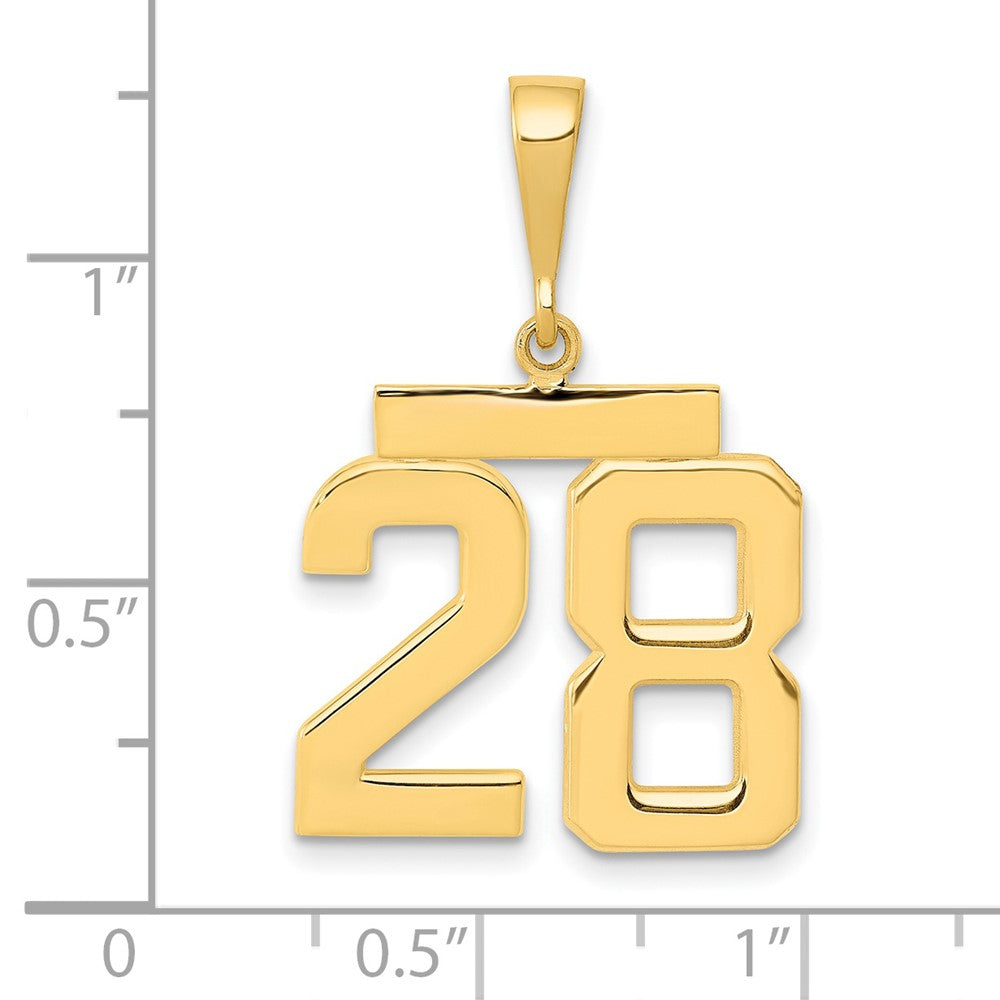 14k Medium Polished Number 28 Charm