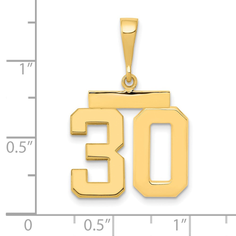 14k Medium Polished Number 30 Charm