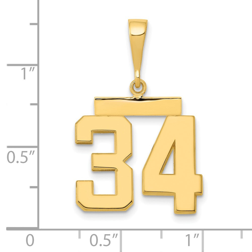 14k Medium Polished Number 34 Charm