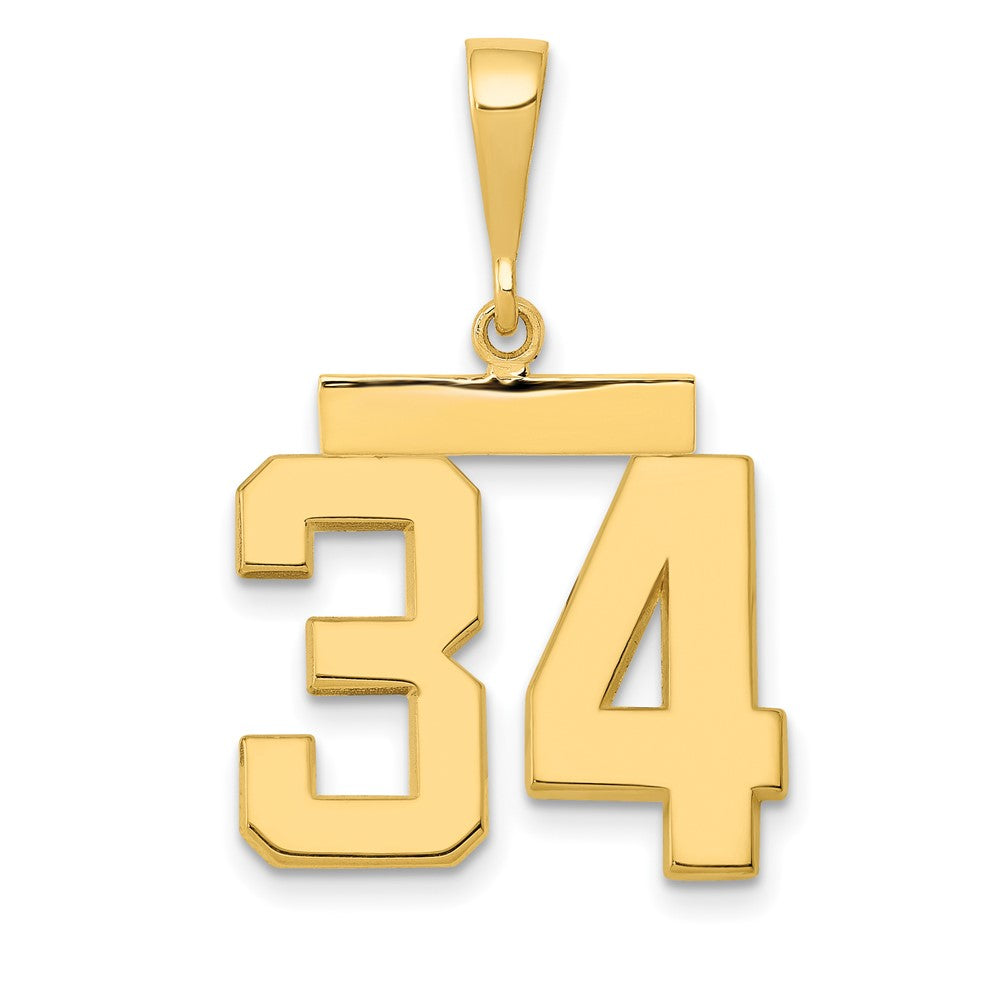 14k Medium Polished Number 34 Charm