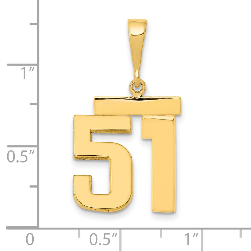 14k Medium Polished Number 51 Charm