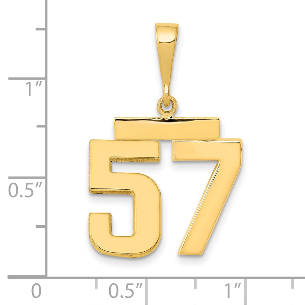 14k Medium Polished Number 57 Charm