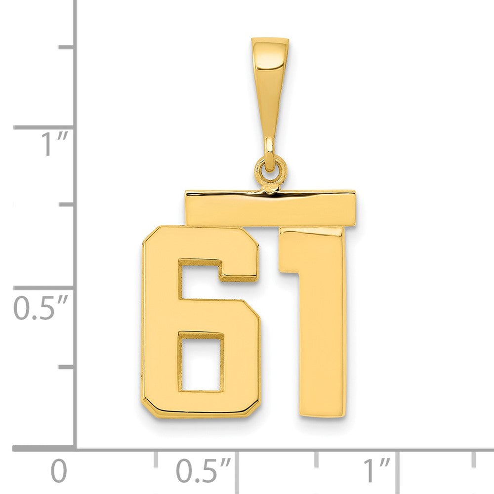 14k Medium Polished Number 61 Charm