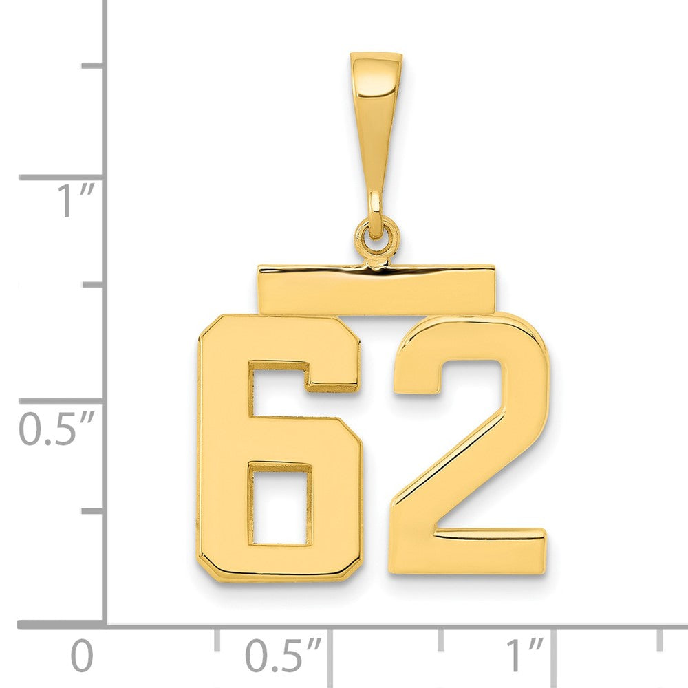14k Medium Polished Number 62 Charm
