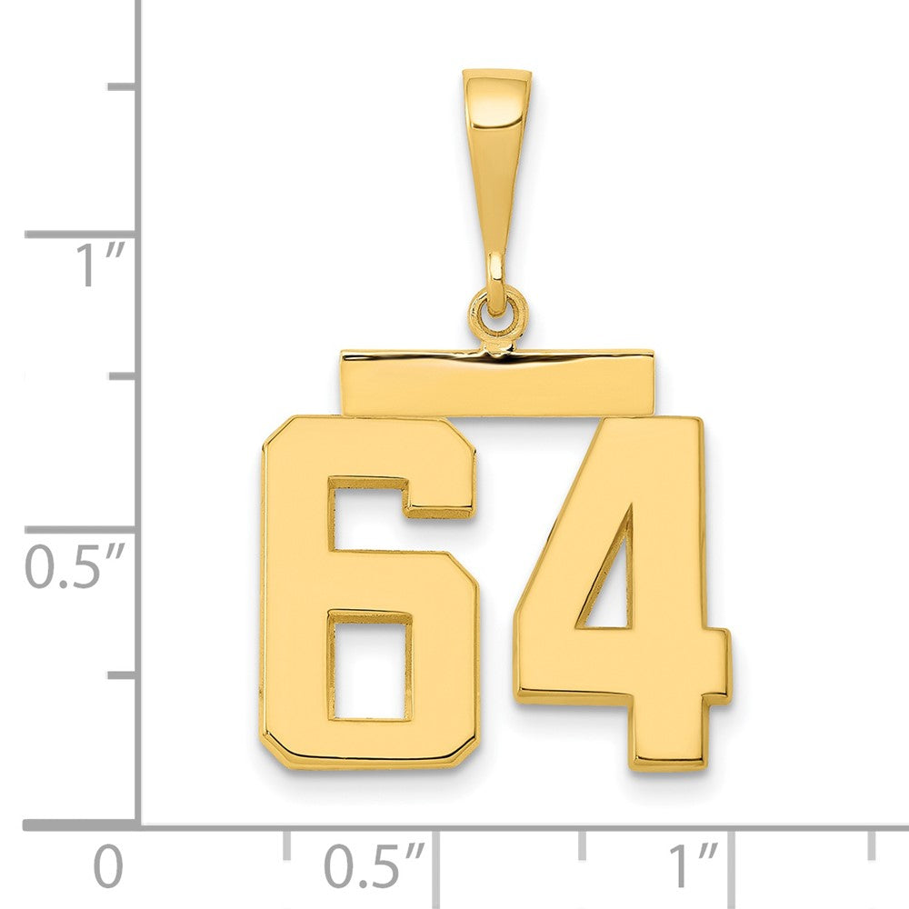 14k Medium Polished Number 64 Charm
