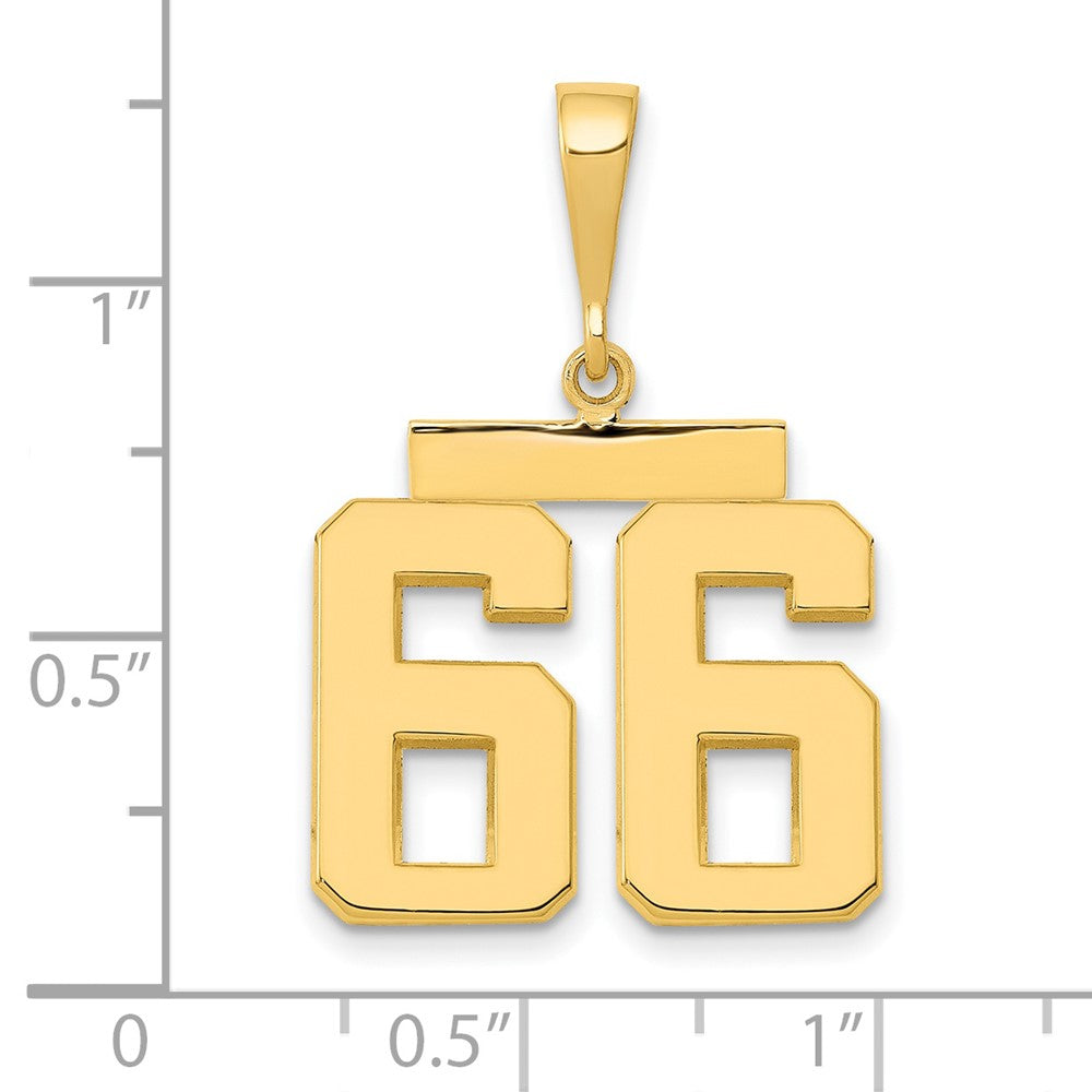 14k Medium Polished Number 66 Charm