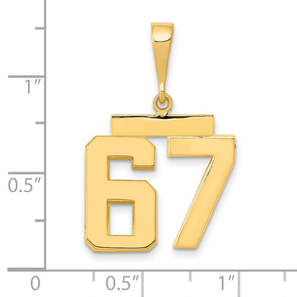 14k Medium Polished Number 67 Charm