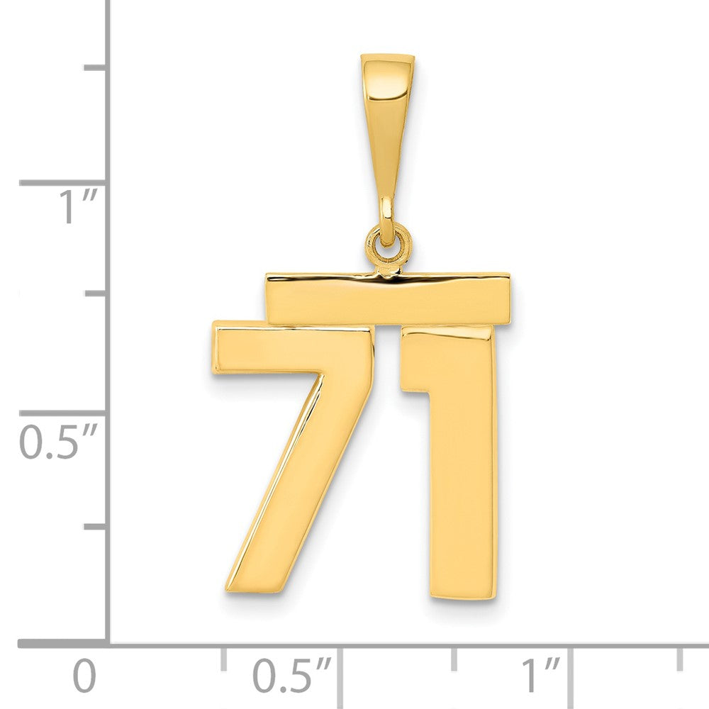 14k Medium Polished Number 71 Charm