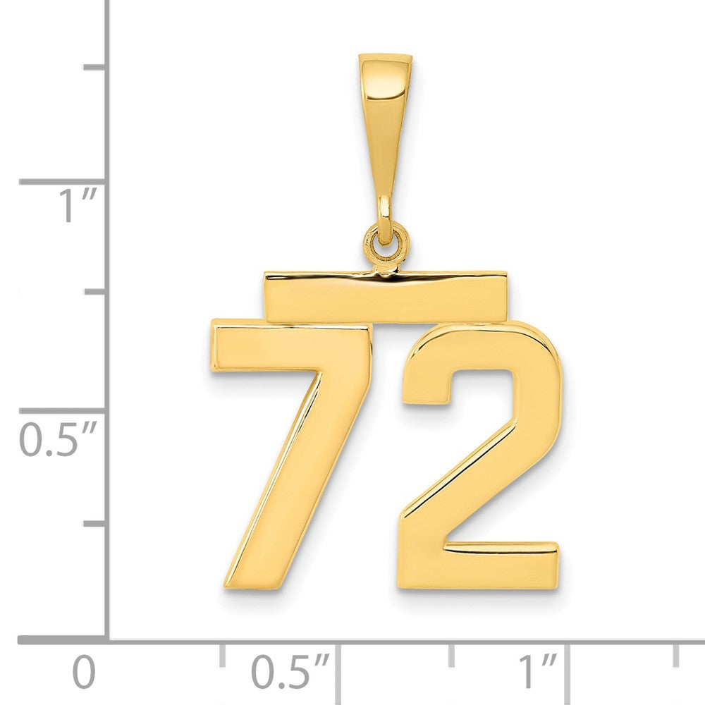 14k Medium Polished Number 72 Charm