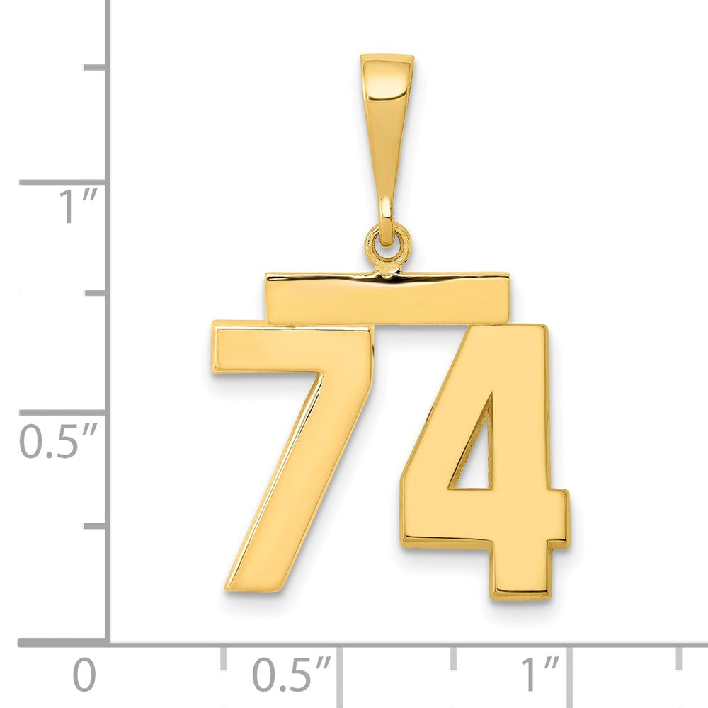 14k Medium Polished Number 74 Charm