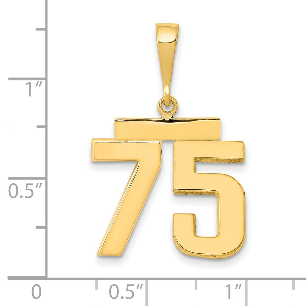 14k Medium Polished Number 75 Charm