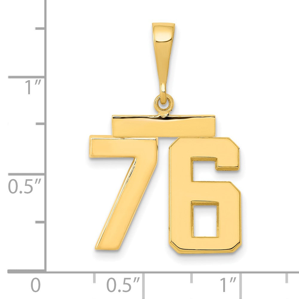 14k Medium Polished Number 76 Charm
