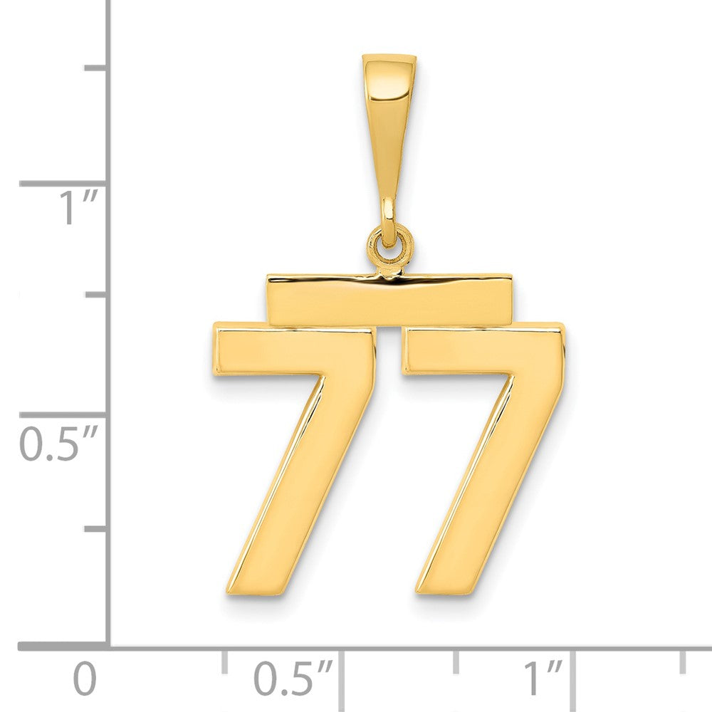 14k Medium Polished Number 77 Charm