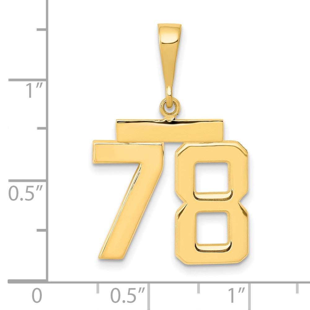 14k Medium Polished Number 78 Charm