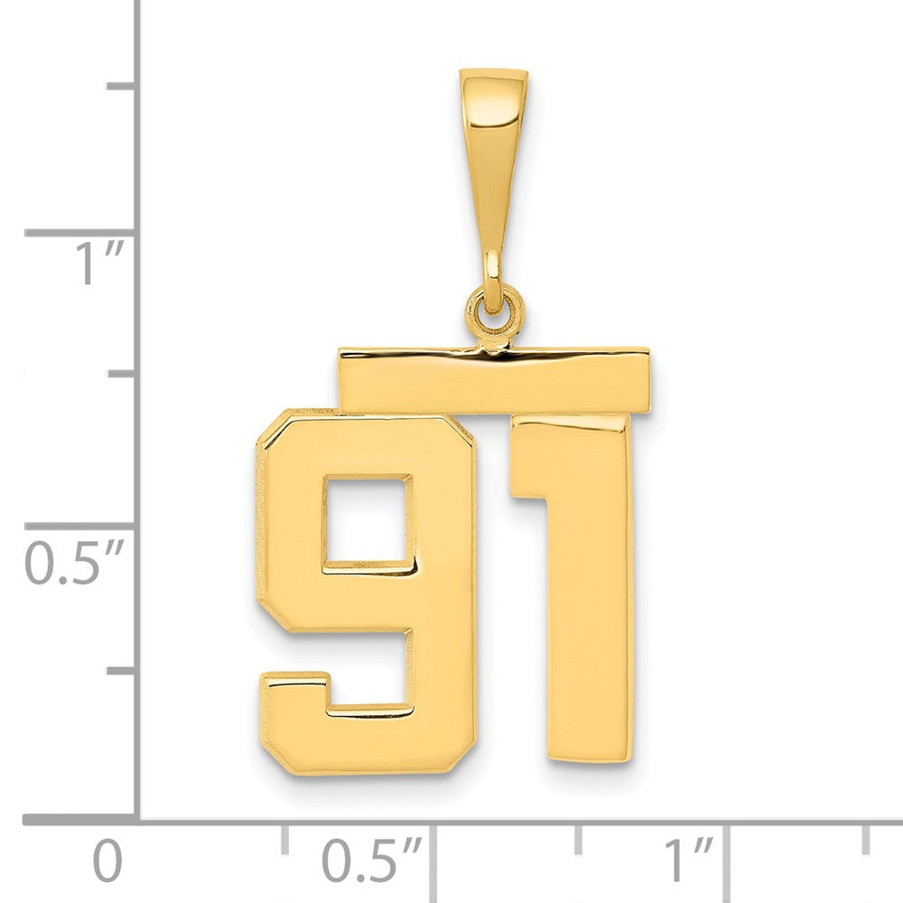 14k Medium Polished Number 91 Charm
