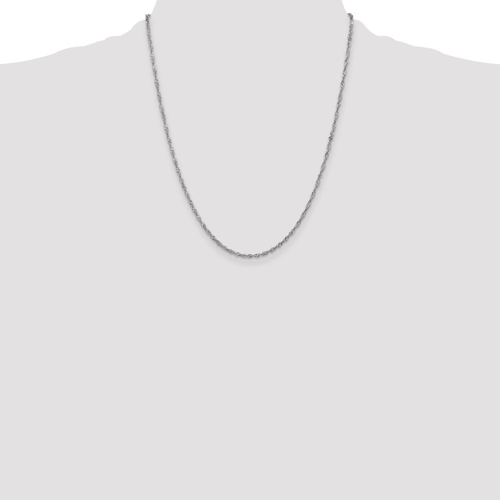 14K White Gold 22 inch 1.7mm Singapore with Lobster Clasp Chain