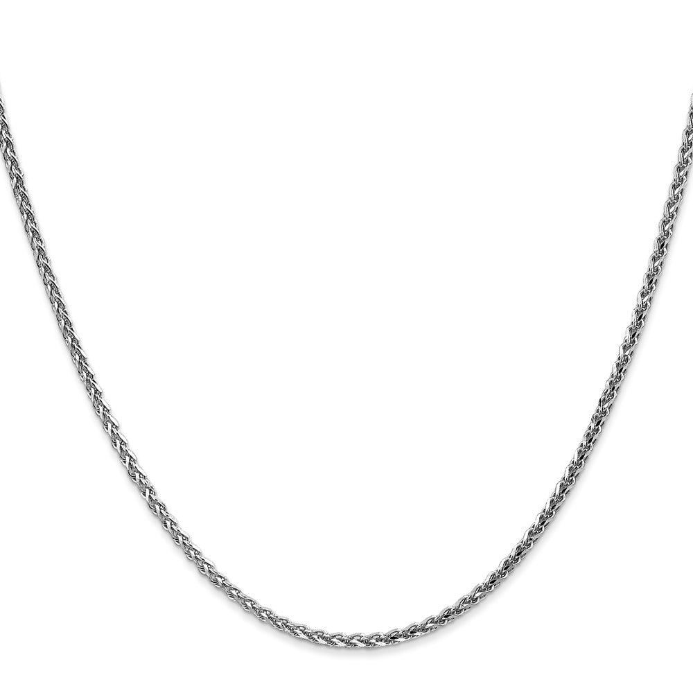 14K White Gold 22 inch 2.1mm Diamond-cut Spiga with Lobster Clasp Chain