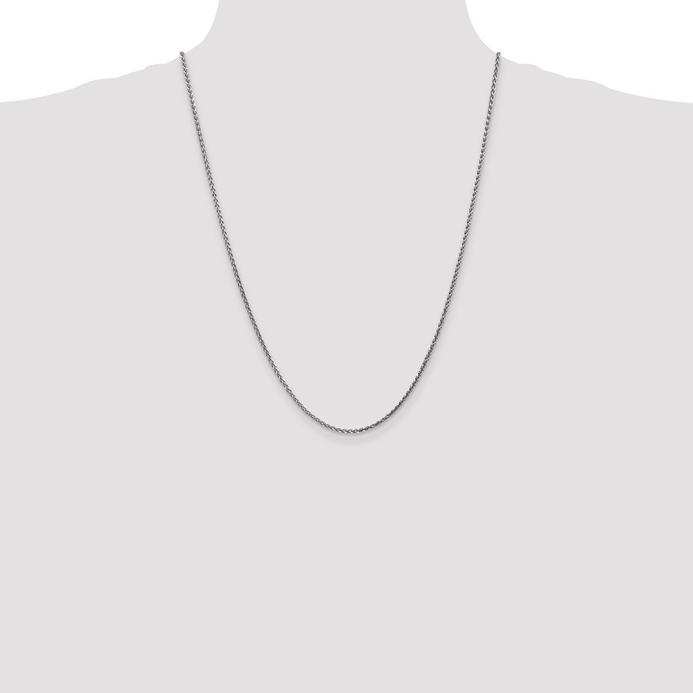 14K White Gold 24 inch 2.1mm Diamond-cut Spiga with Lobster Clasp Chain