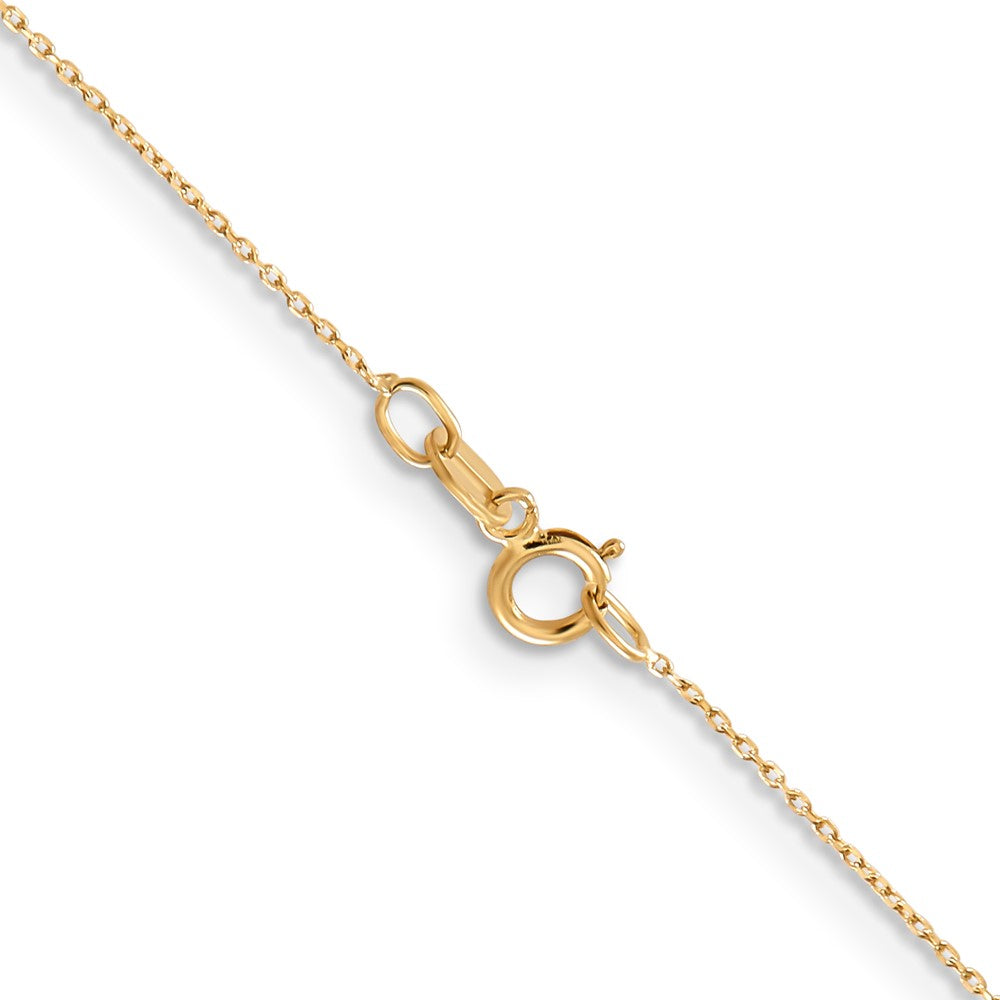 14K 18 inch .6mm Diamond-cut Round Open Link Cable with Spring Ring Clasp Chain