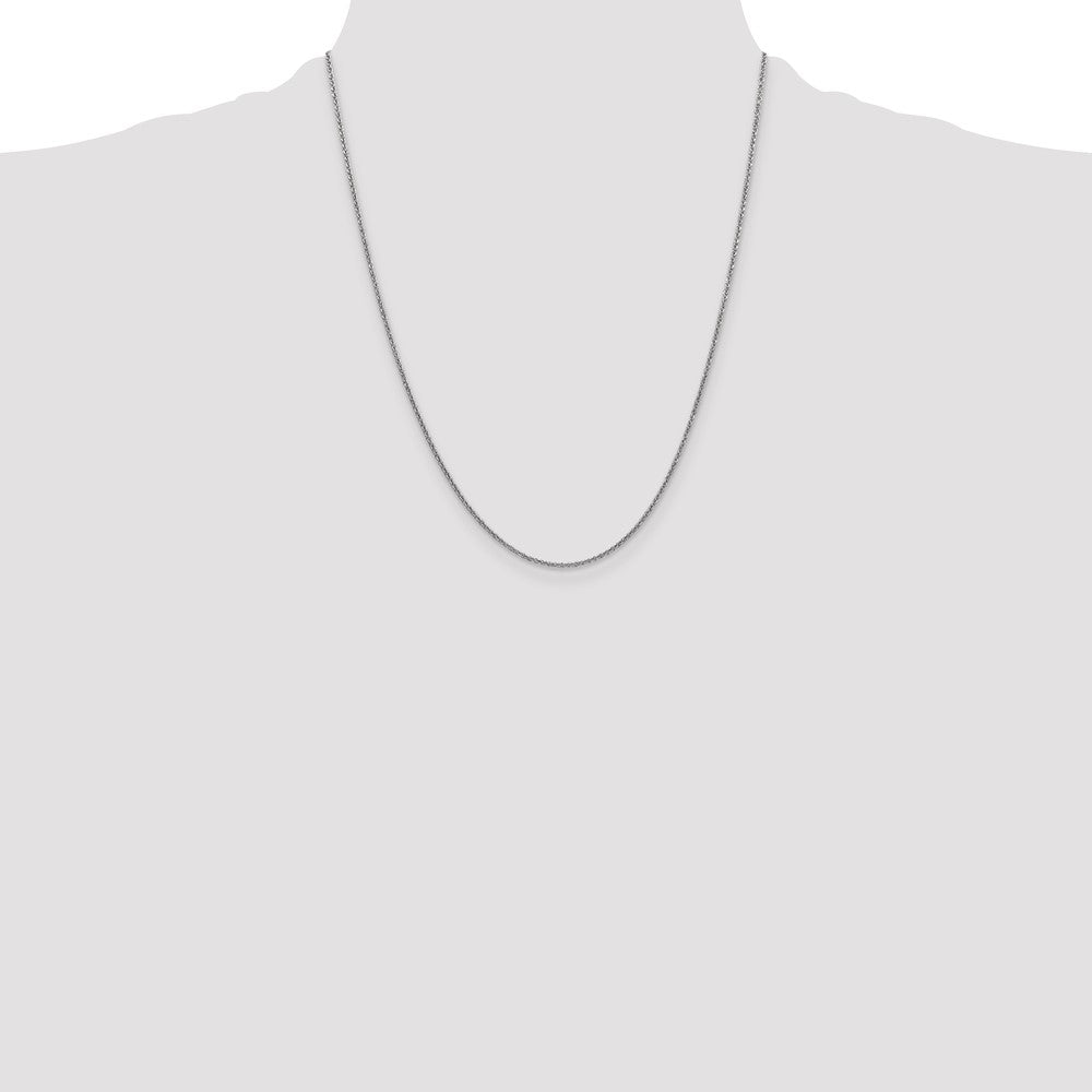 14K White Gold 22 inch 1.4mm Round Open Link Cable with Lobster Clasp Chain