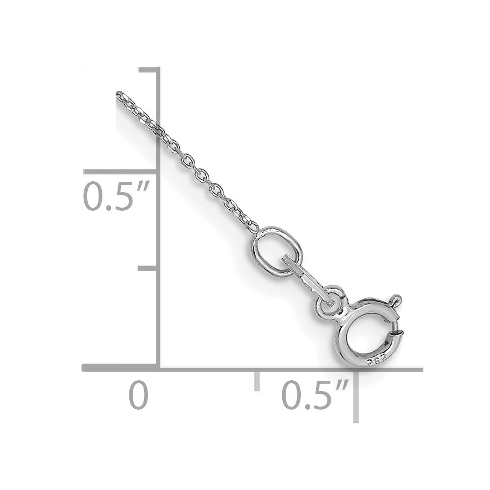 14K White Gold 10 inch .6mm Diamond-cut Round Open Link Cable with Spring Ring Clasp Anklet
