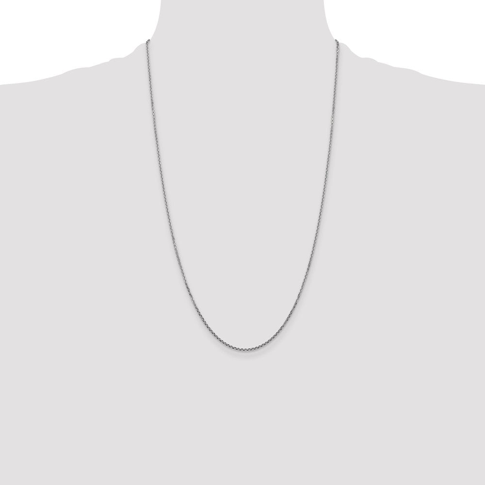 14K White Gold 26 inch 1.45mm Diamond-cut Cable with Lobster Clasp Chain