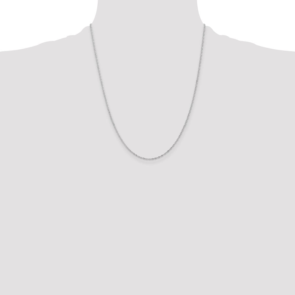 14K White Gold 22 inch 1.10mm Singapore with Spring Ring Clasp Chain