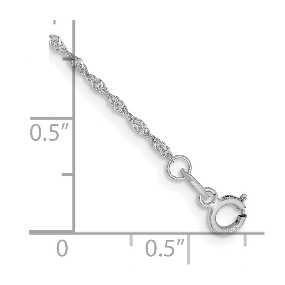 14K White Gold 5.5 inch 1.10mm Singapore with Spring Ring Clasp Chain