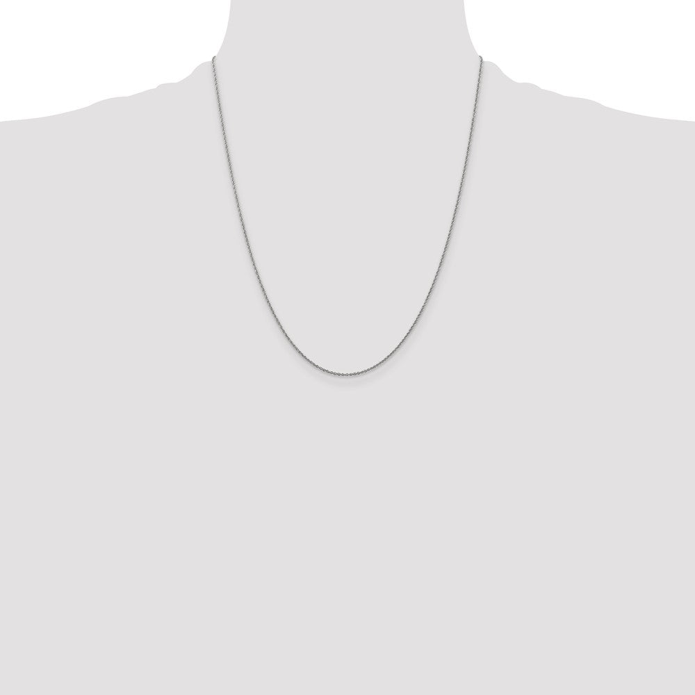 14K White Gold 22 inch 1.1mm Baby Rope with Spring Ring Clasp Chain