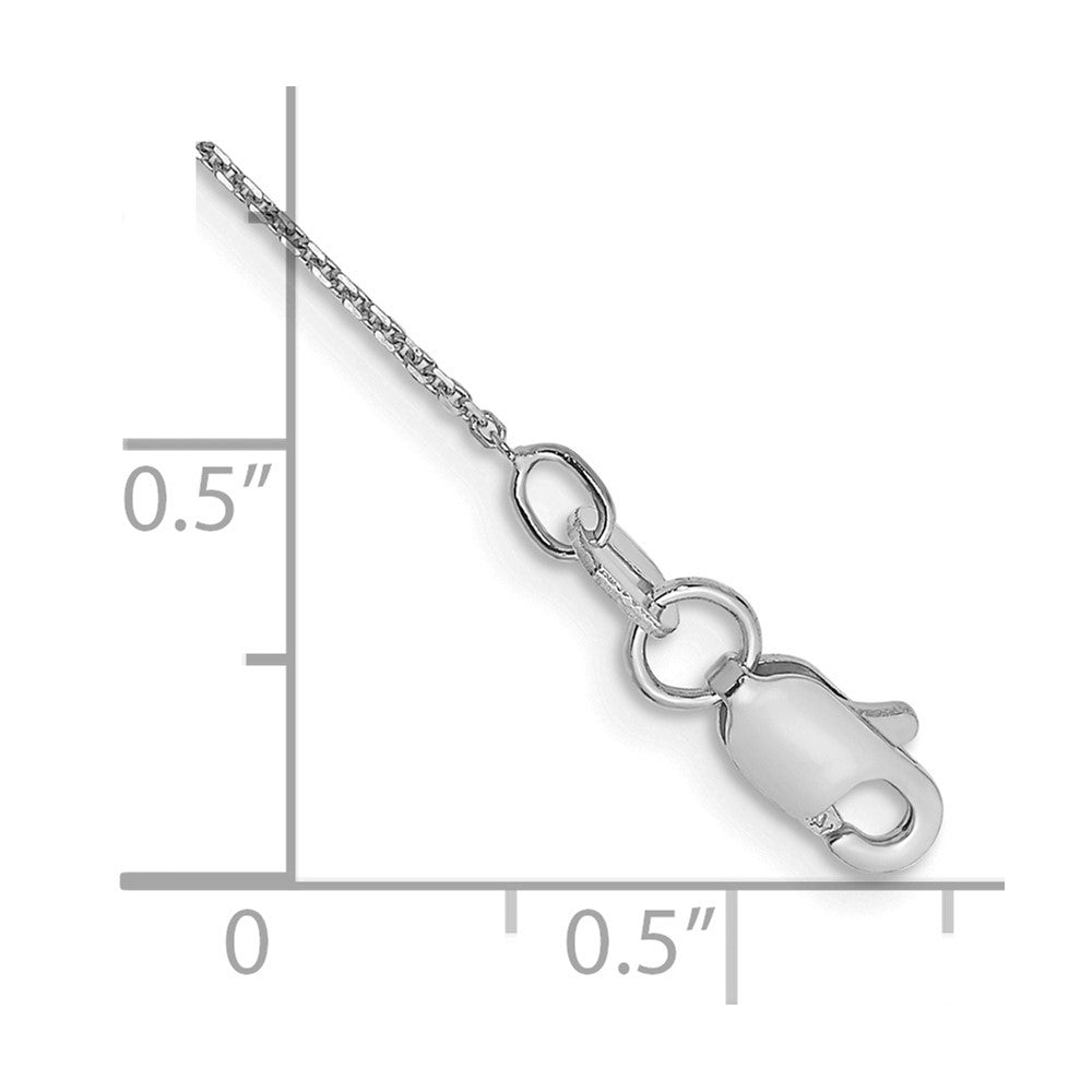 14K White Gold 10 inch .8mm Diamond-cut Round Open Link Cable with Lobster Clasp Anklet