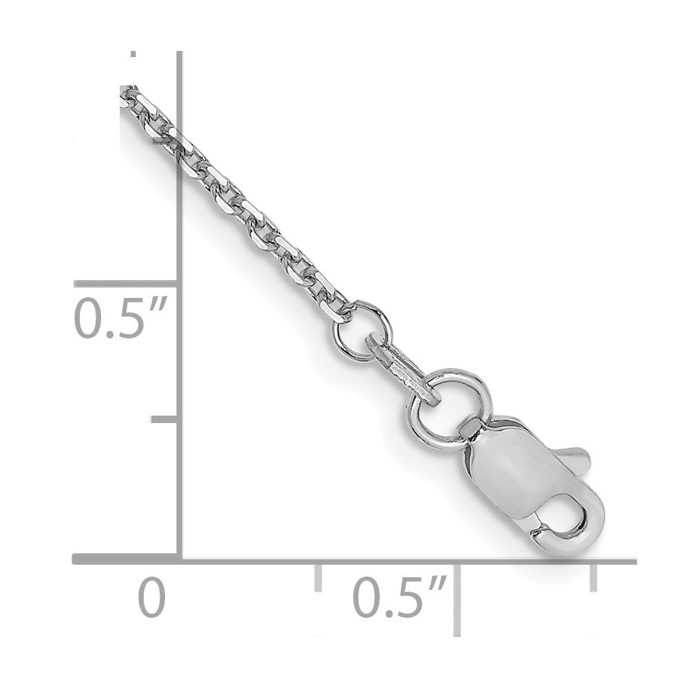 14K White Gold 10 inch 1.4mm Diamond-cut Round Open Link Cable with Lobster Clasp Anklet