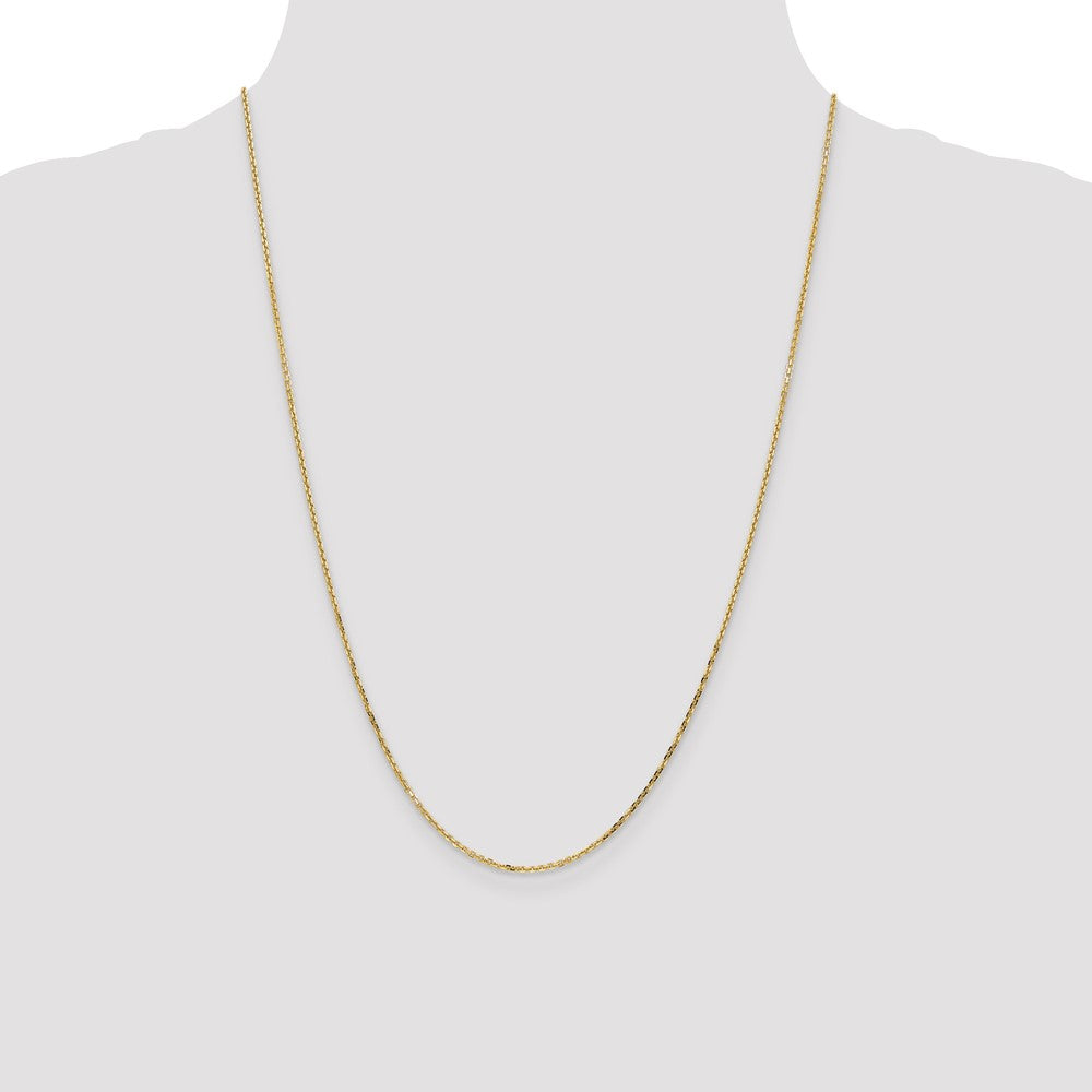 14K 24 inch 1.4mm Diamond-cut Round Open Link Cable with Lobster Clasp Chain
