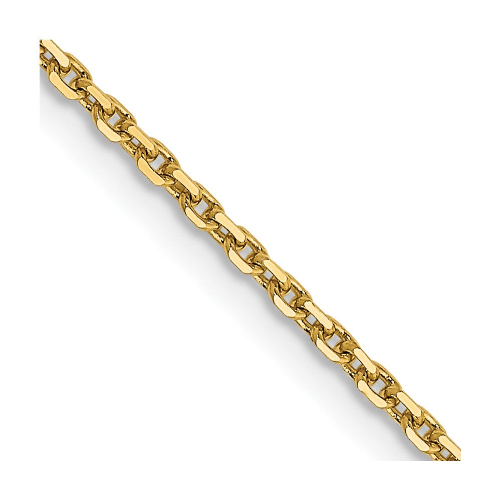 14K 30 inch 1.4mm Diamond-cut Round Open Link Cable with Lobster Clasp Chain